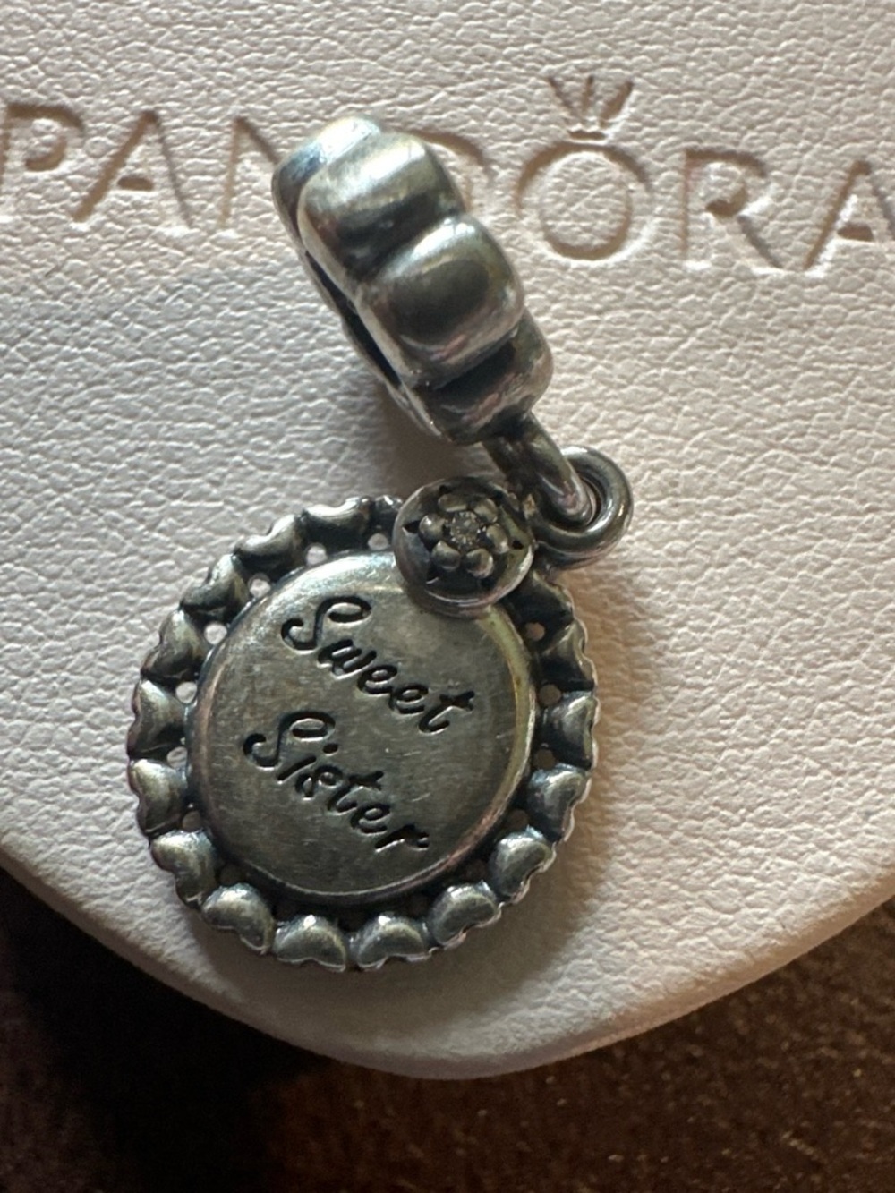 Pandora Sweet Sister Silver Charm Pendant View 2